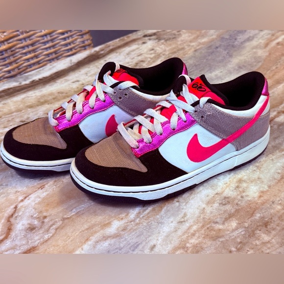 Women’s Vintage NIKE Dunk low 6.0 black/pink flash 314141-002. Size 7.5 - Picture 1 of 8